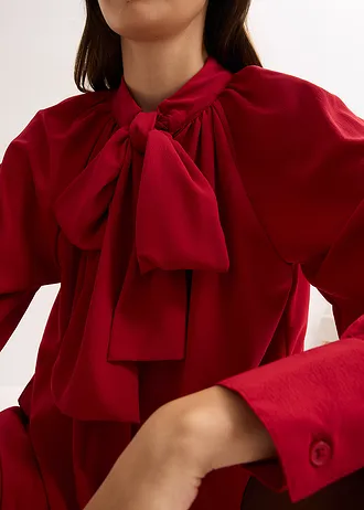 Robe-chemise à col lavallière • rouge piment • Boutique bonprix