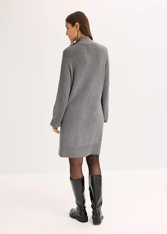 Robe en maille avec nœud, Couleur: gris chiné