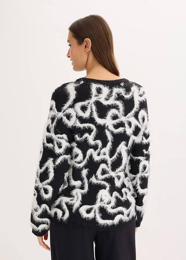 Pull doux en jacquard, viscose mélangée • noir-écru nœuds • product-page.page-title-suffix