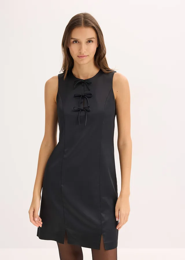 Robe courte en satin brillant, Couleur: noir