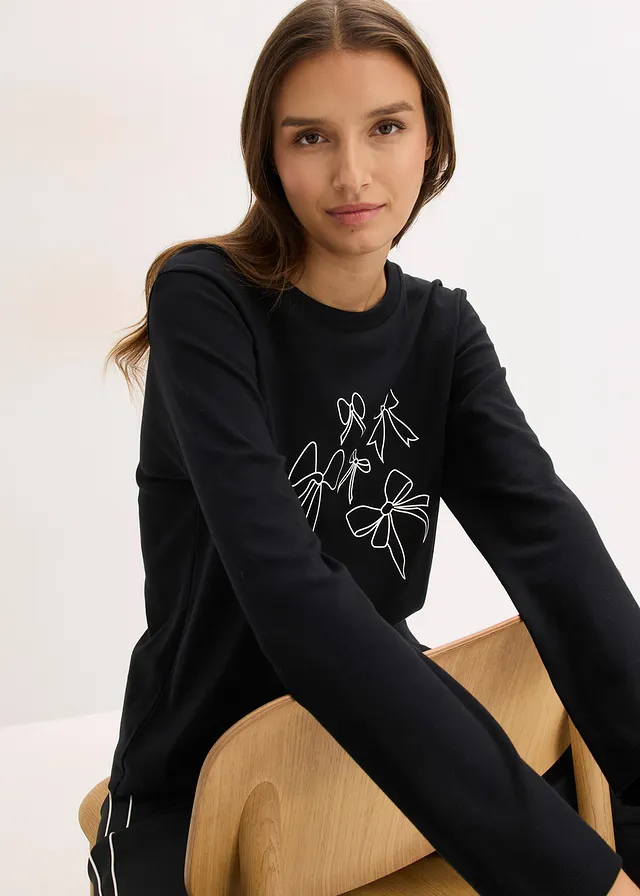 T-shirt manches longues 100% coton • noir imprimé • product-page.page-title-suffix