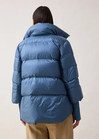 Kurtka puchowa z puchu z recyklingu, z rękawami z dzianiny • niebieskoszary • sklep bonprix