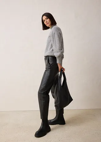 Wollen trui met alpacawol, Kleur: lichtgrijs gemêleerd