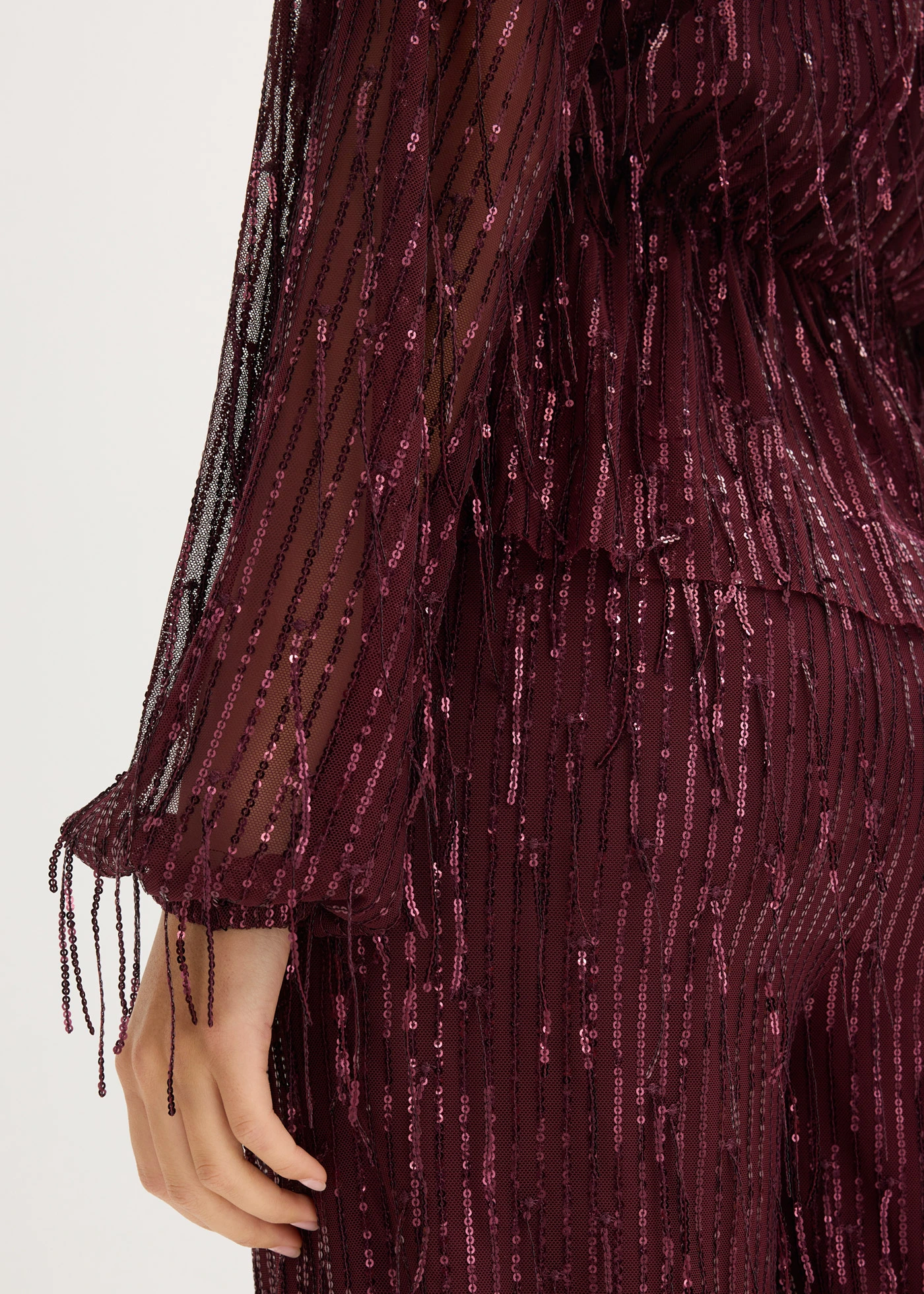 Blouse à sequins et franges • bordeaux • Boutique bonprix