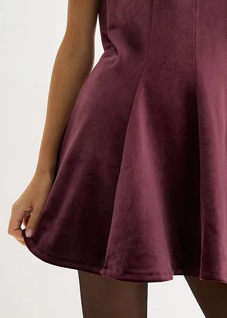 Mini jurk van zacht fluweel • wijnrood • bonprix online shop