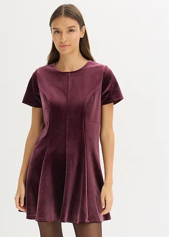 Robe courte en velours doux • bordeaux • Boutique bonprix