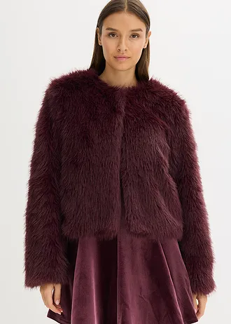 Imitatie bontjas, Kleur: wijnrood