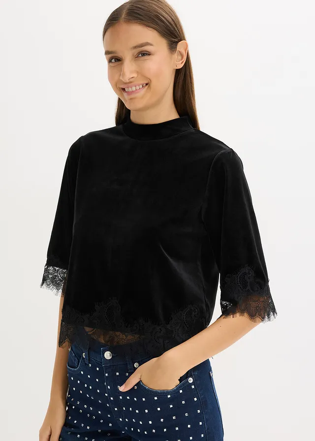 T-shirt en velours et dentelle • noir • product-page.page-title-suffix