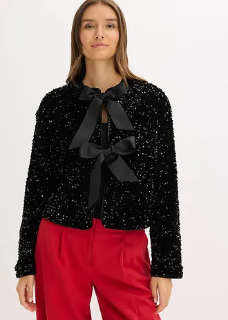 Veste courte à sequins • noir • Boutique bonprix
