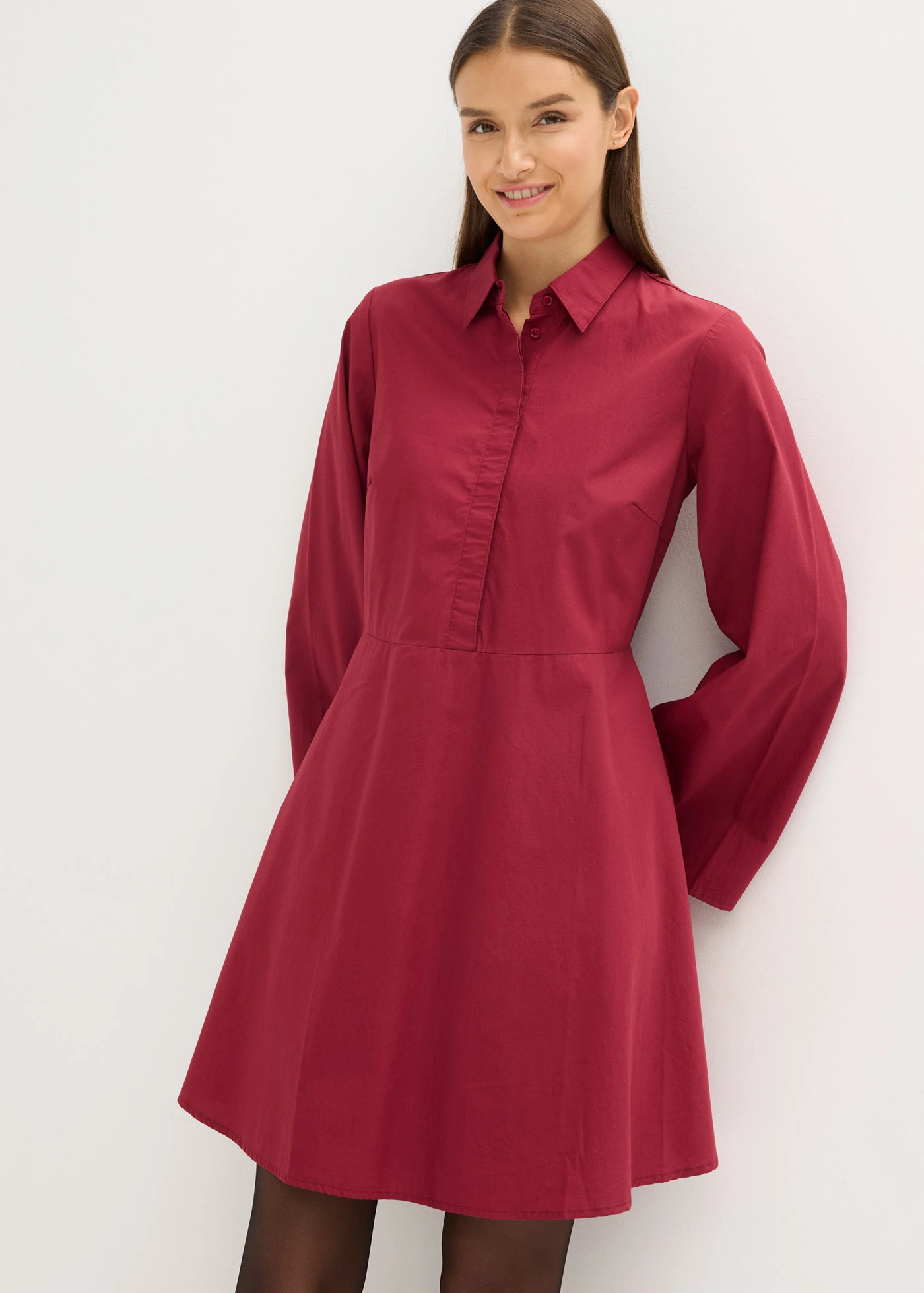 Košilové šaty z čisté bavlny • švestkově červená • bonprix obchod