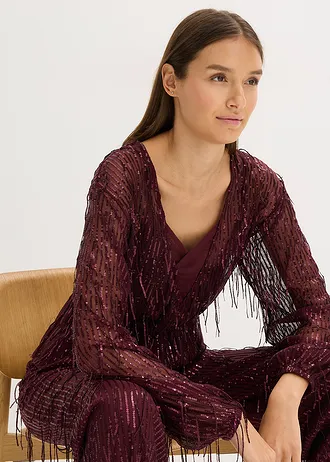 Blouse à sequins et franges • bordeaux • Boutique bonprix