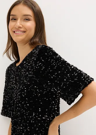 Rochie mini cu paiete • negru • magazin bonprix