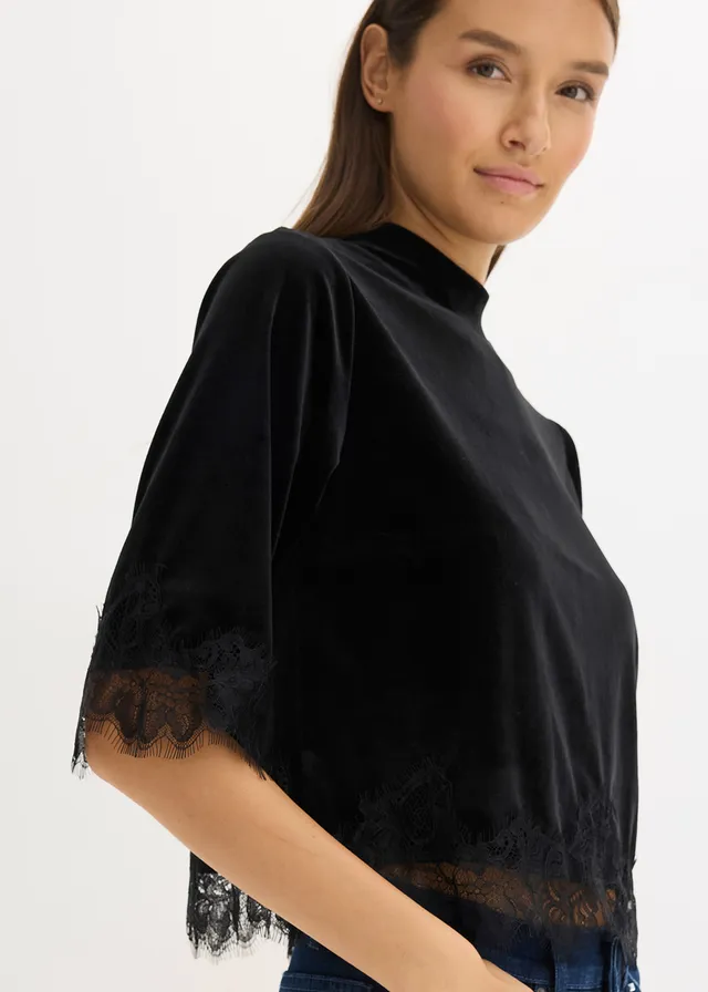 T-shirt en velours et dentelle • noir • product-page.page-title-suffix