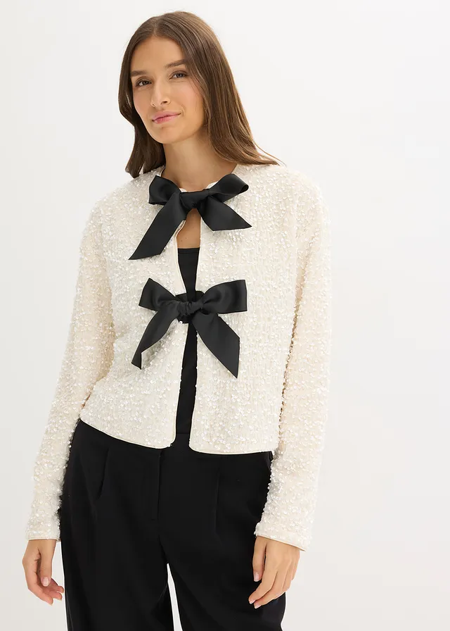 Veste courte à sequins, Couleur: écru