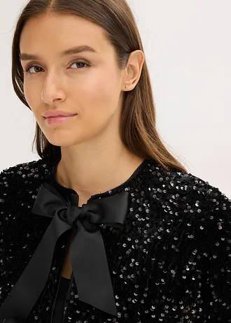Veste courte à sequins • noir • Boutique bonprix