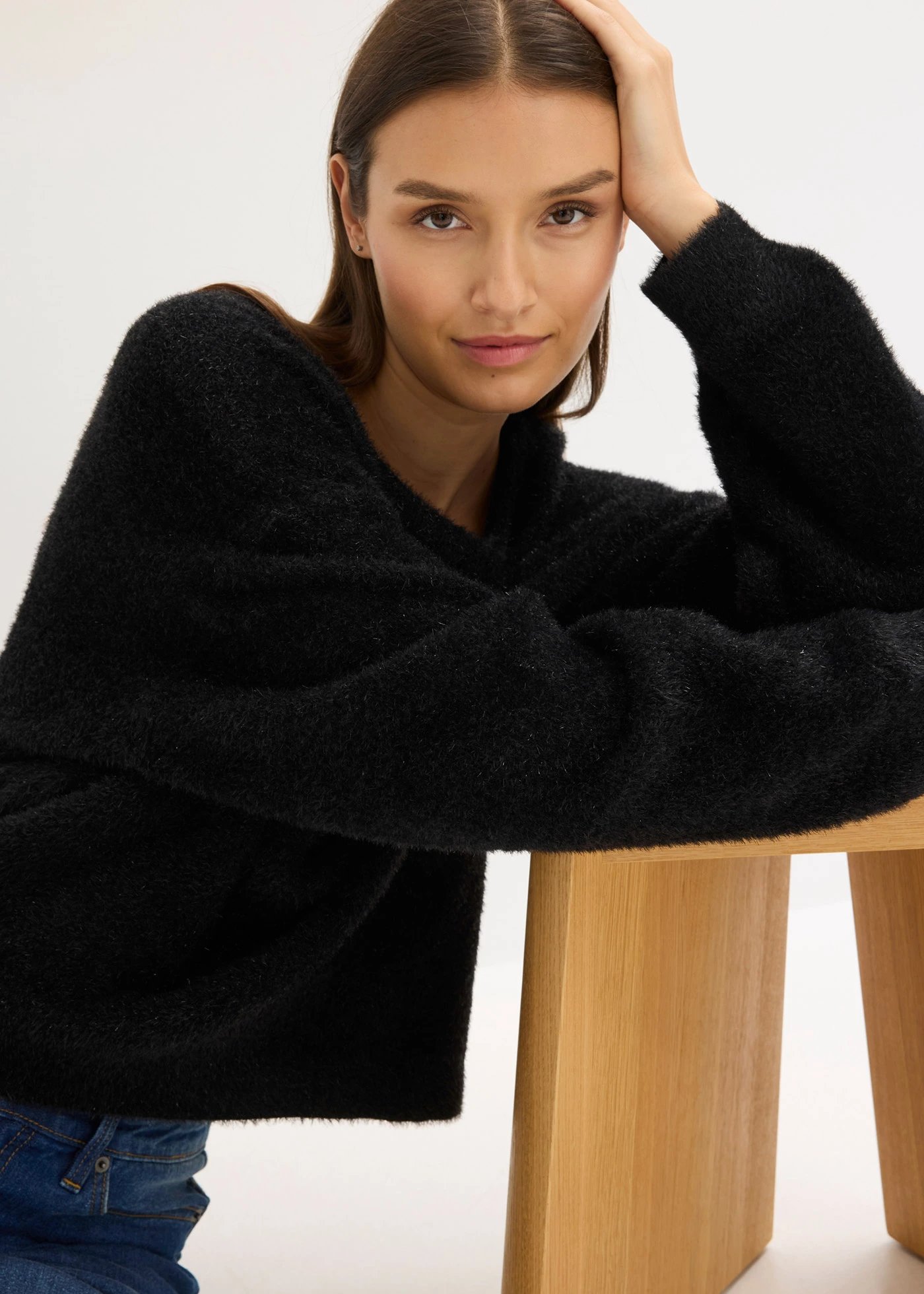 Pulover din tricotaj fin • negru • magazin bonprix