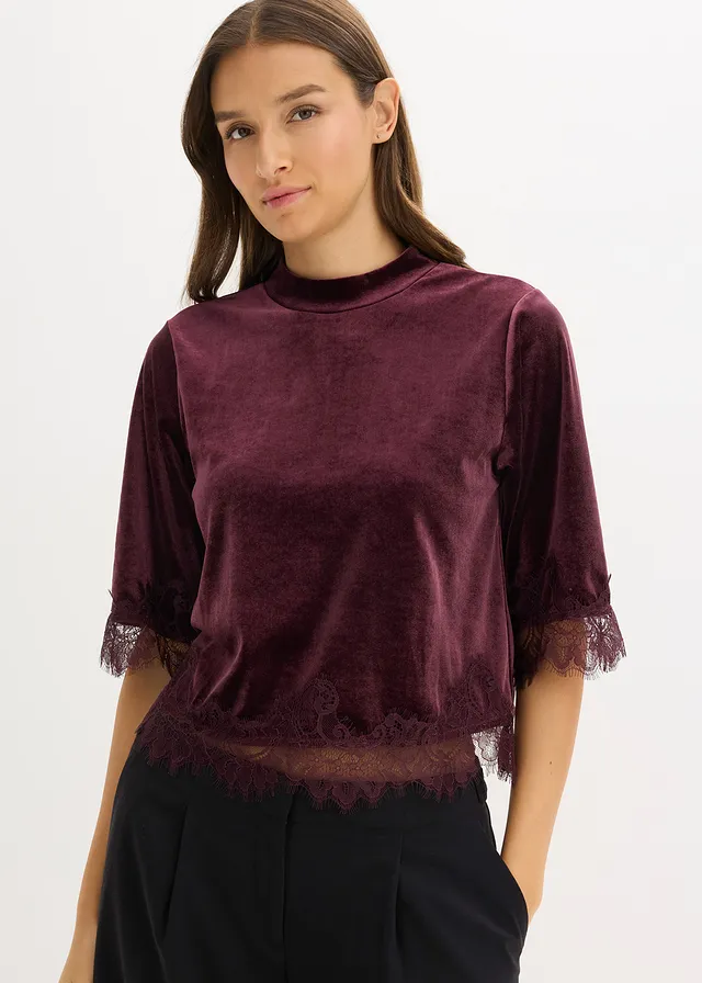 T-shirt en velours et dentelle • bordeaux • product-page.page-title-suffix