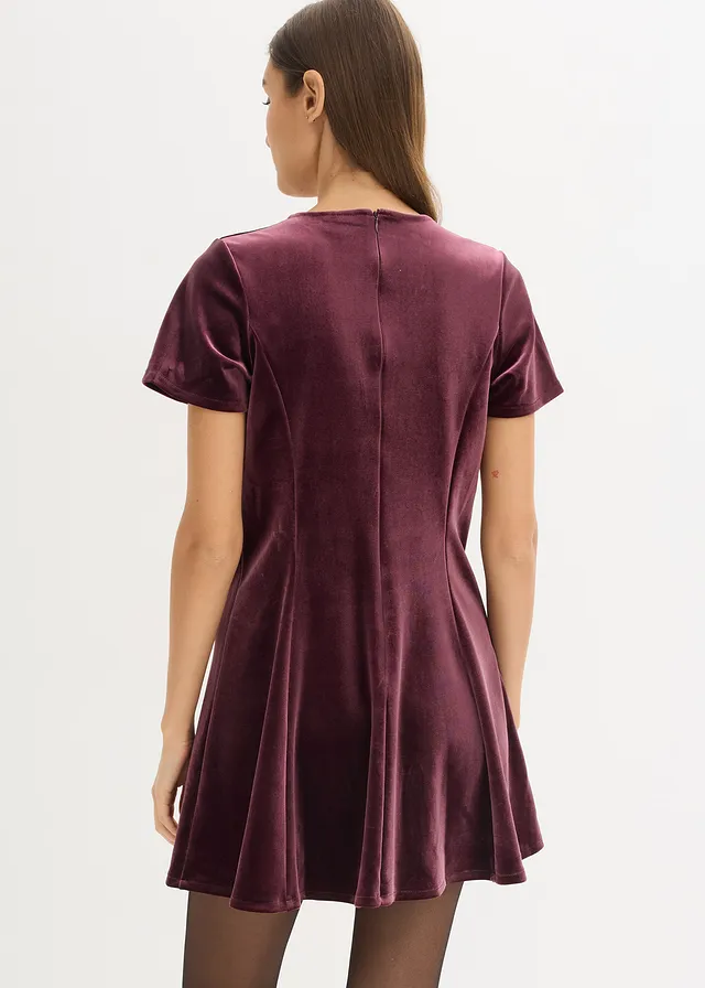 Robe courte en velours doux, Couleur: bordeaux