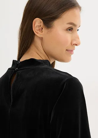Sametové triko s krajkou • černá • bonprix obchod