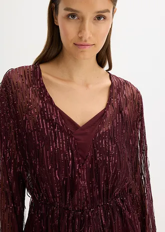 Blouse à sequins et franges • bordeaux • Boutique bonprix