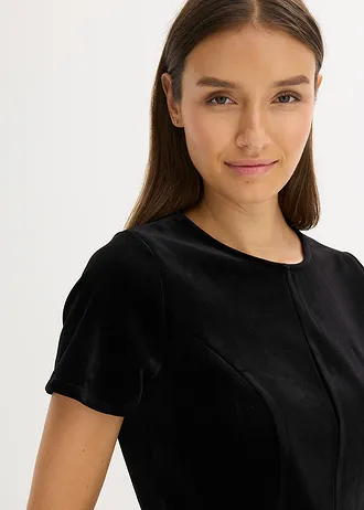 Mini jurk van zacht fluweel • zwart • bonprix online shop