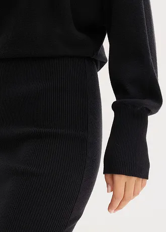 Rochie tricotată din amestec moale de viscoză • negru • magazin bonprix