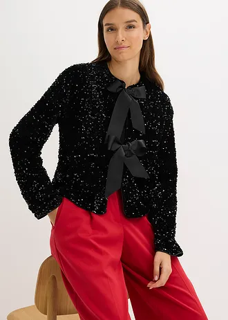Veste courte à sequins • noir • Boutique bonprix