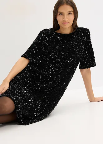 Rochie mini cu paiete • negru • magazin bonprix