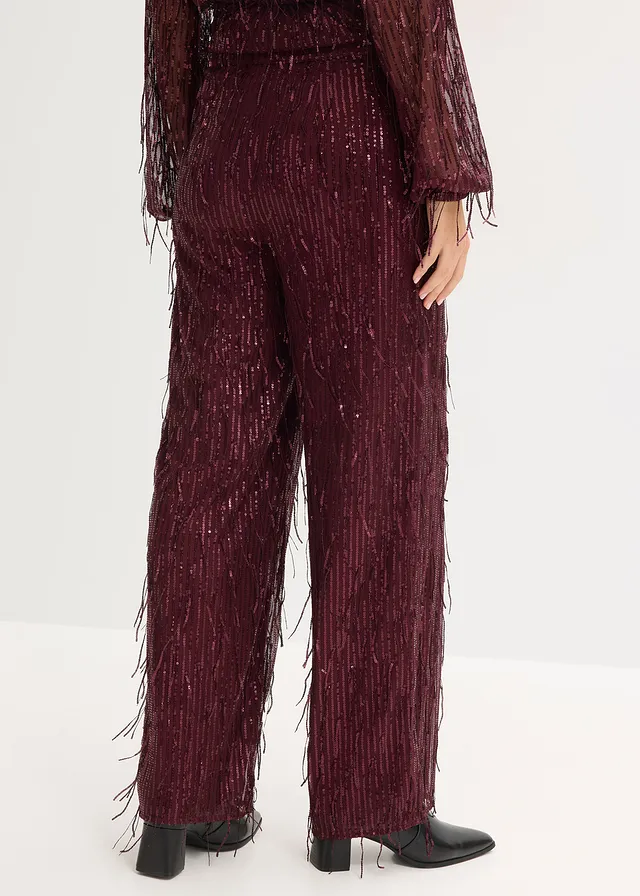 Pantalon à sequins et franges • bordeaux • product-page.page-title-suffix