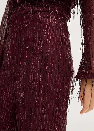 Spodnie z cekinami i frędzlami • czerwony winny • sklep bonprix