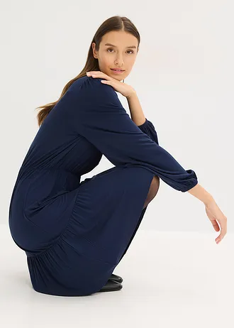 Žerzejové šaty z jemné směsi s viskózou • tmavě modrá • bonprix obchod