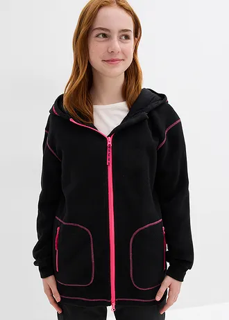 Měkká flísová bunda s praktickými kapsami na zip • černo-neonová pink • bonprix obchod