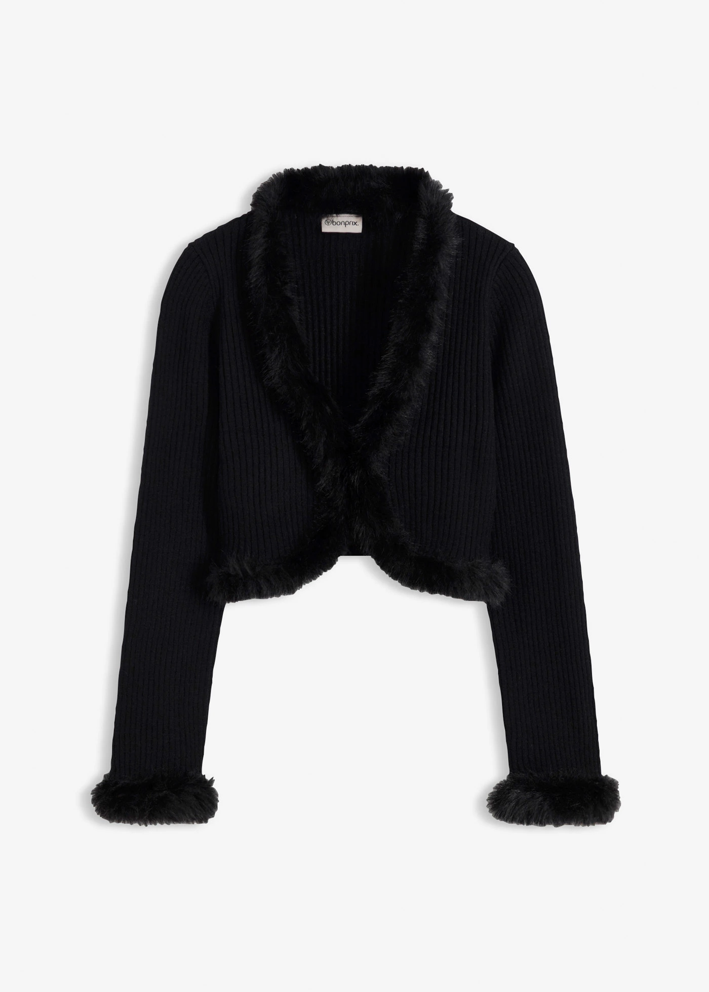 Vest met imitatiebont • zwart • bonprix online shop