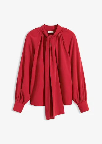 Blouse met strik, Kleur: chilirood