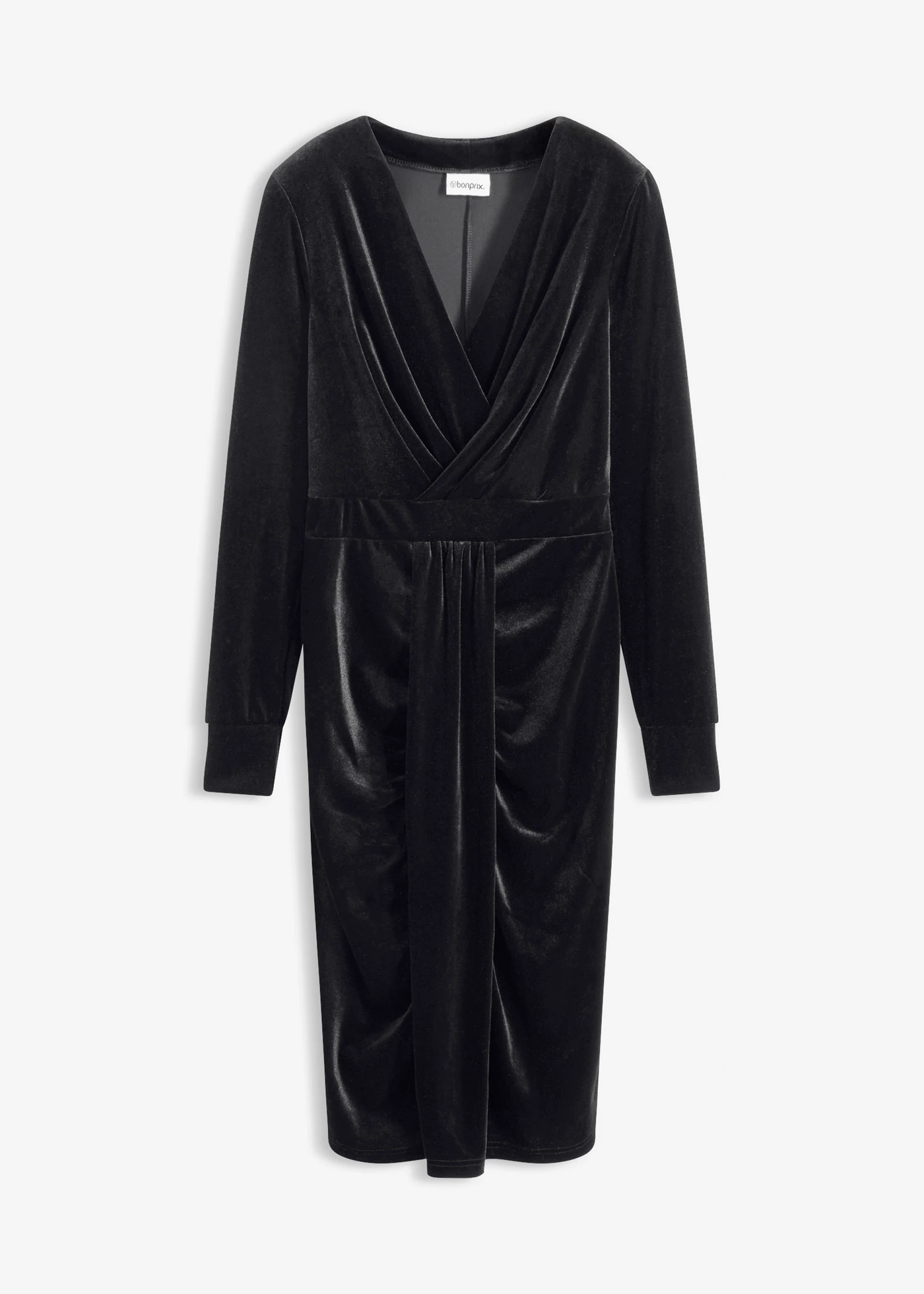 Midi jurk van soepelvallend fluweel • zwart • bonprix online shop