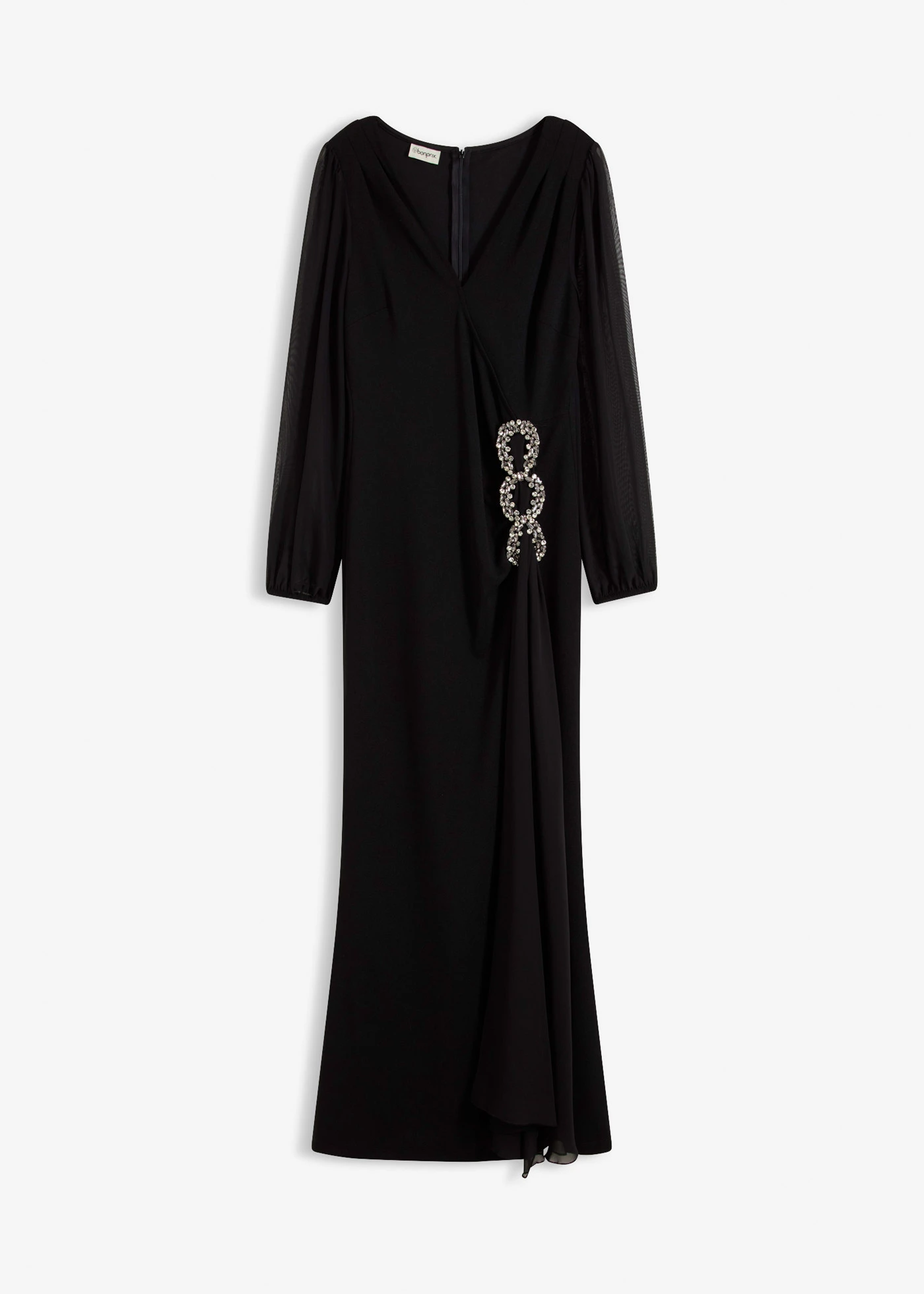 Robe longue avec application strass • noir • Boutique bonprix