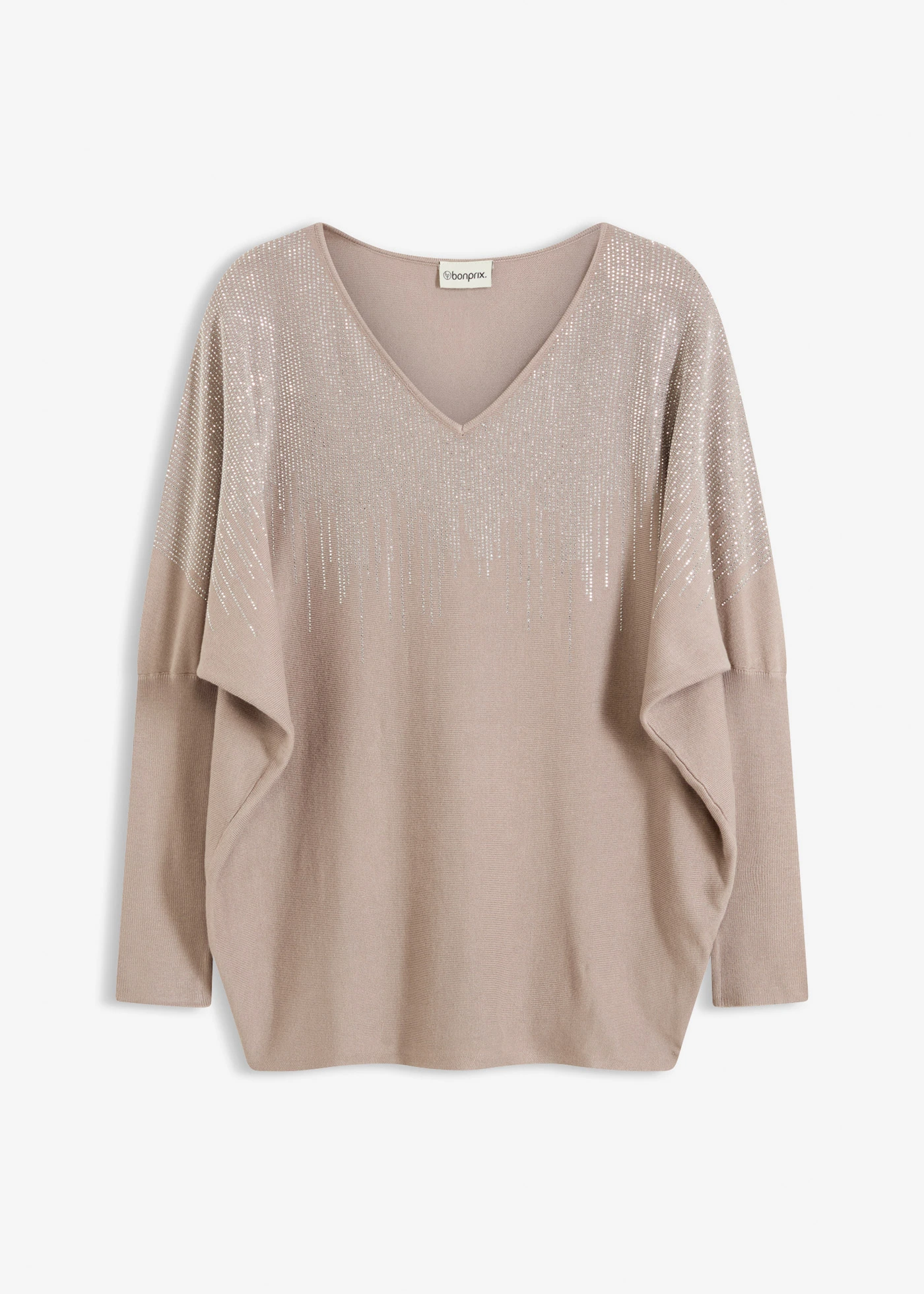 Pull en fine maille avec strass • grès • Boutique bonprix