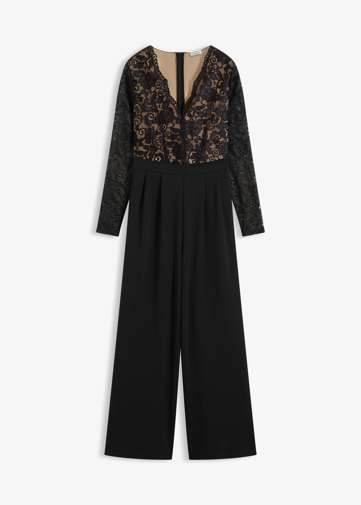 Jersey jumpsuit met kant • zwart • bonprix online shop