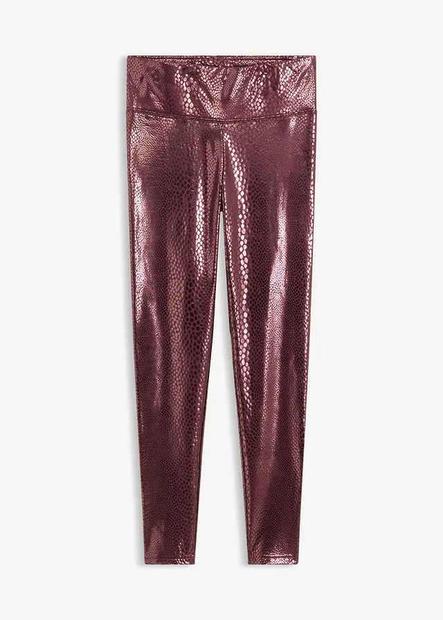Legginsy ze sztucznej skóry z wysokim połyskiem • czerwony winny • sklep bonprix