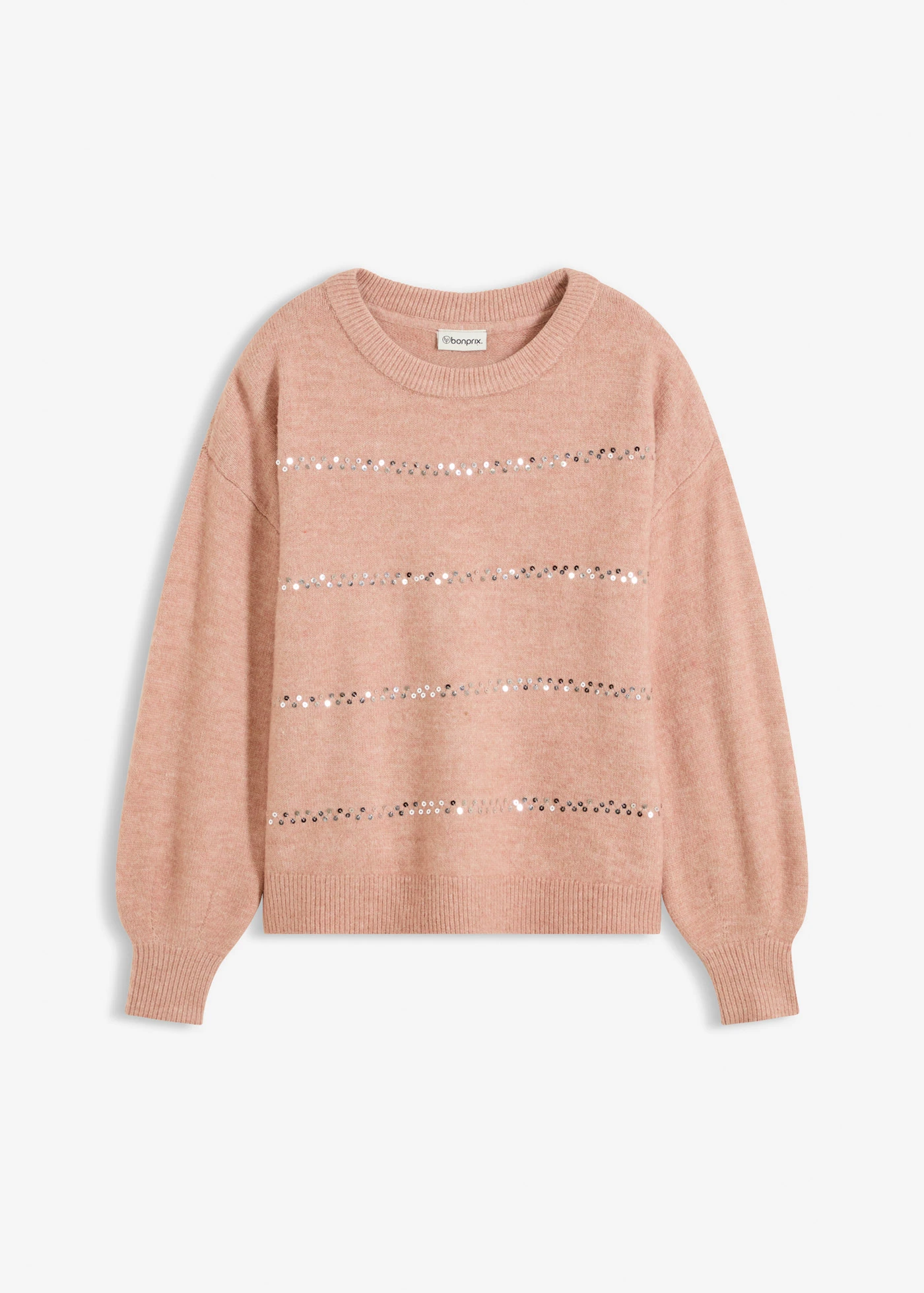 Pulover boxy cu paiete • roz vintage • magazin bonprix