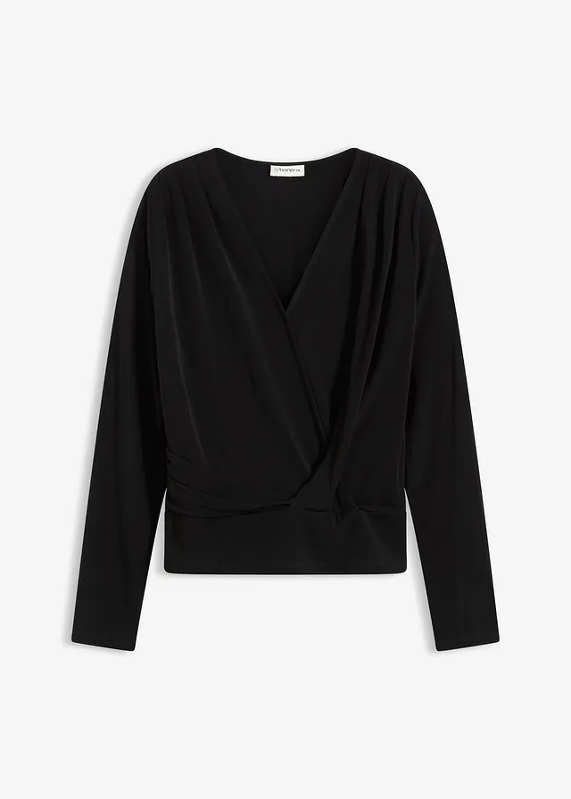 Bluză cu mâneci lungi cu decolteu adânc