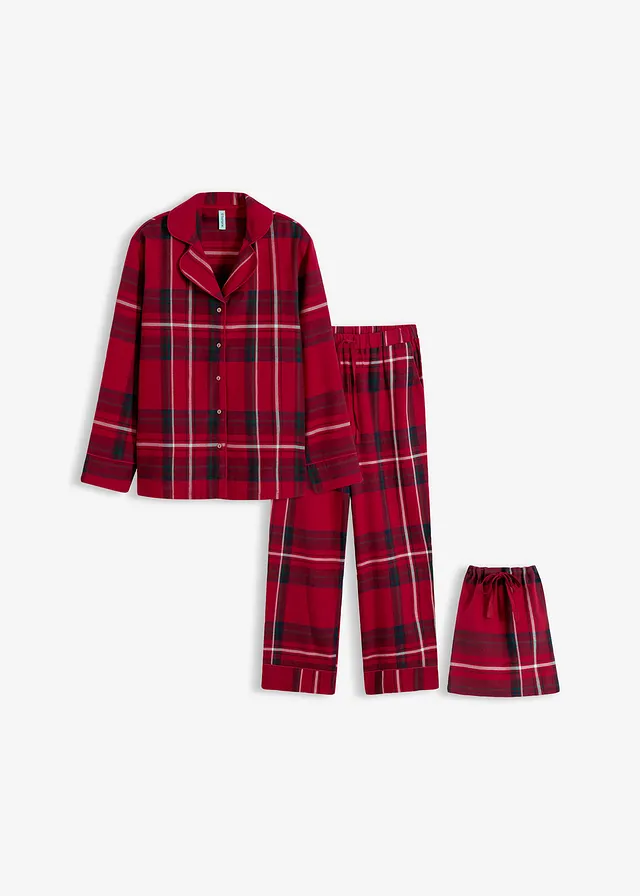 Geweven flanellen pyjama • donkerrood geruit • bonprix online shop