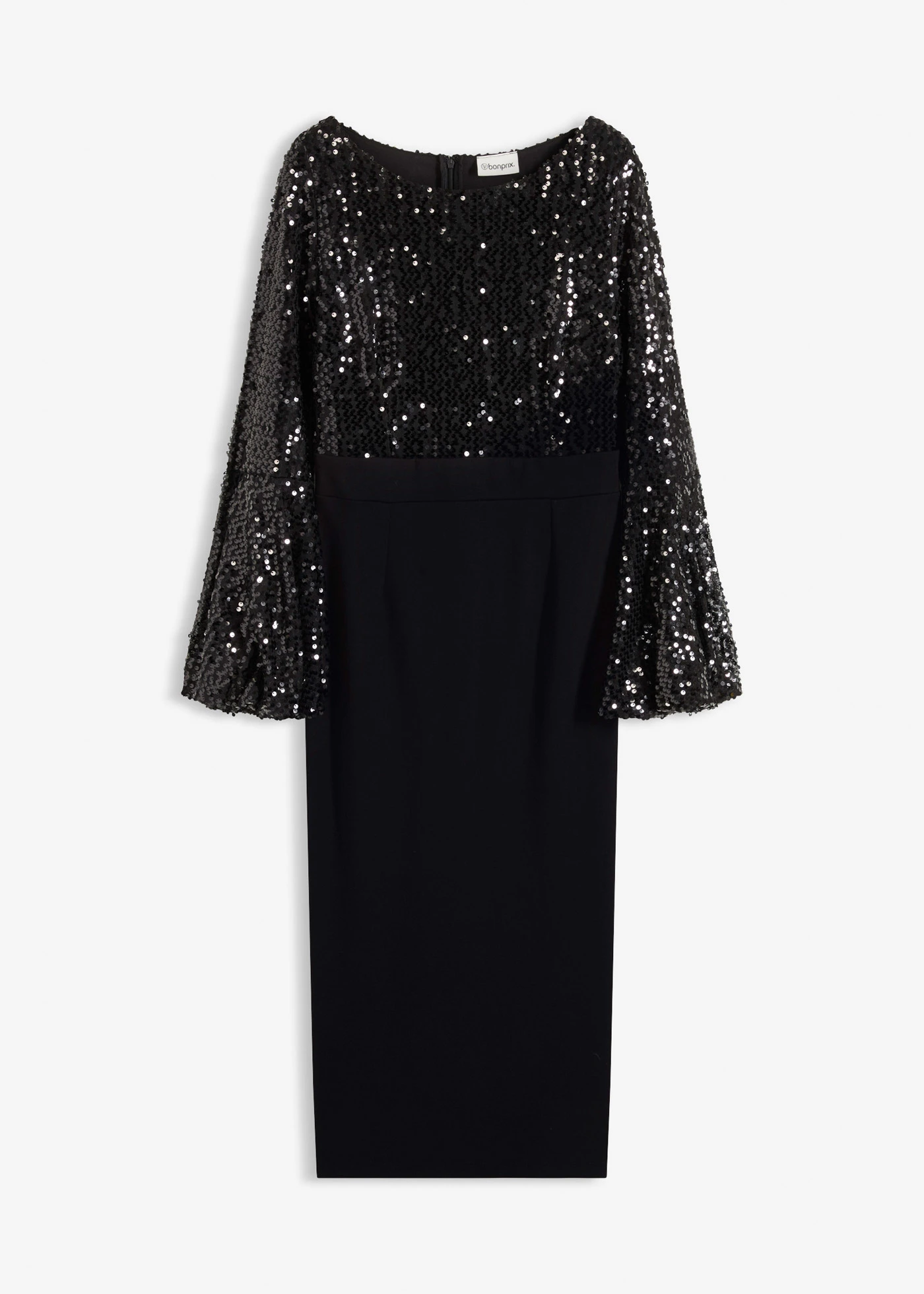 Midi jurk met pailletten • zwart • bonprix online shop