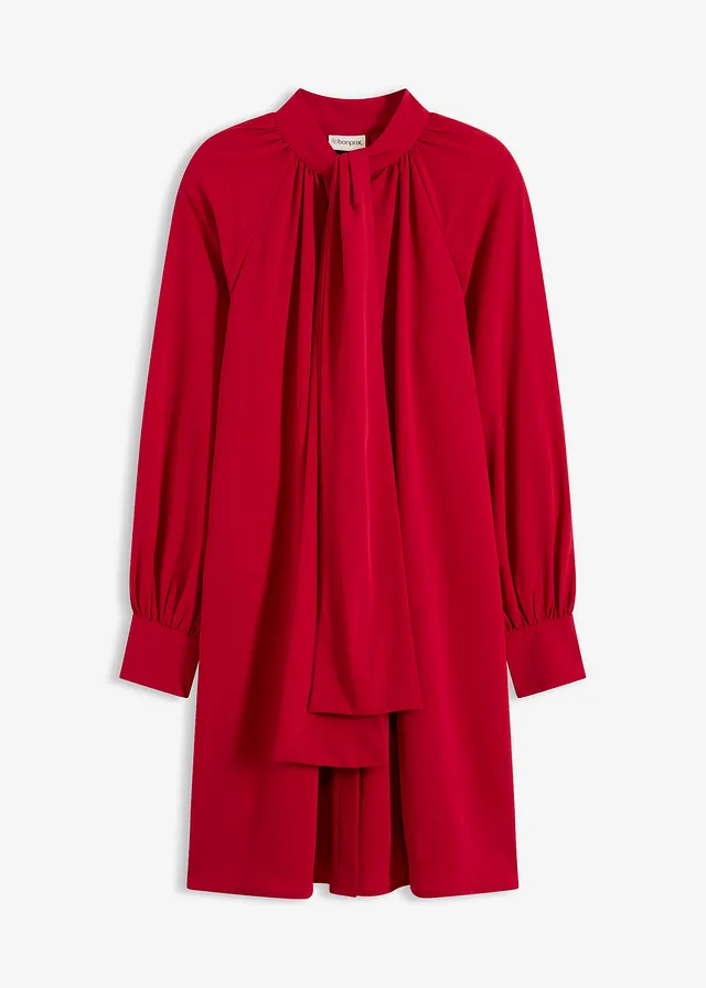 Robe-chemise à col lavallière, Couleur: rouge piment