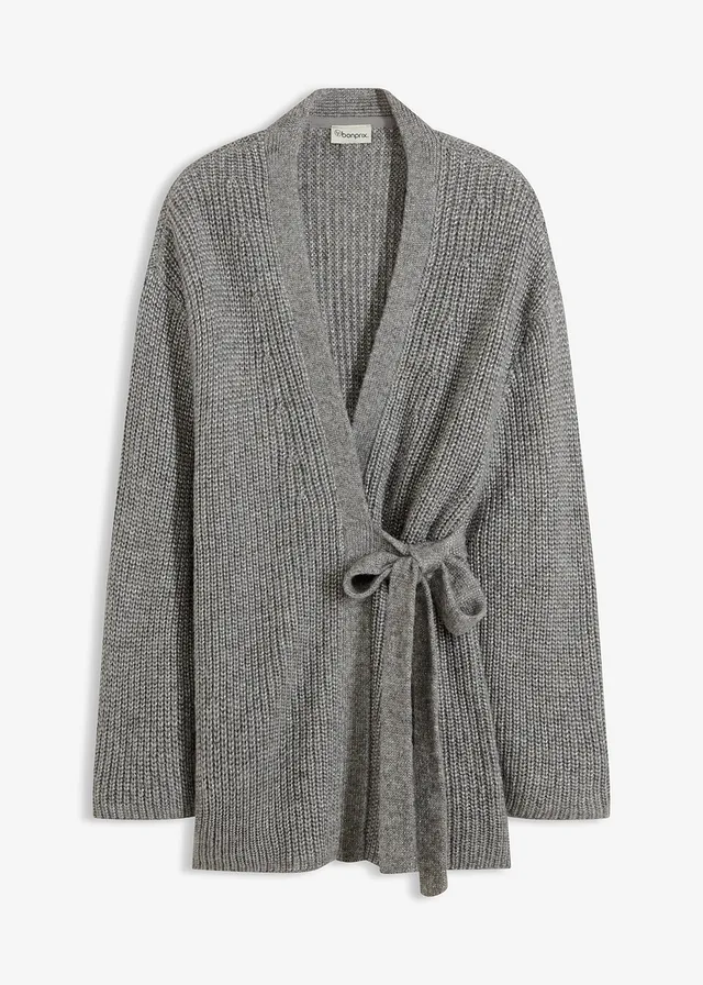 Gilet cache-cœur oversize, Couleur: gris chiné