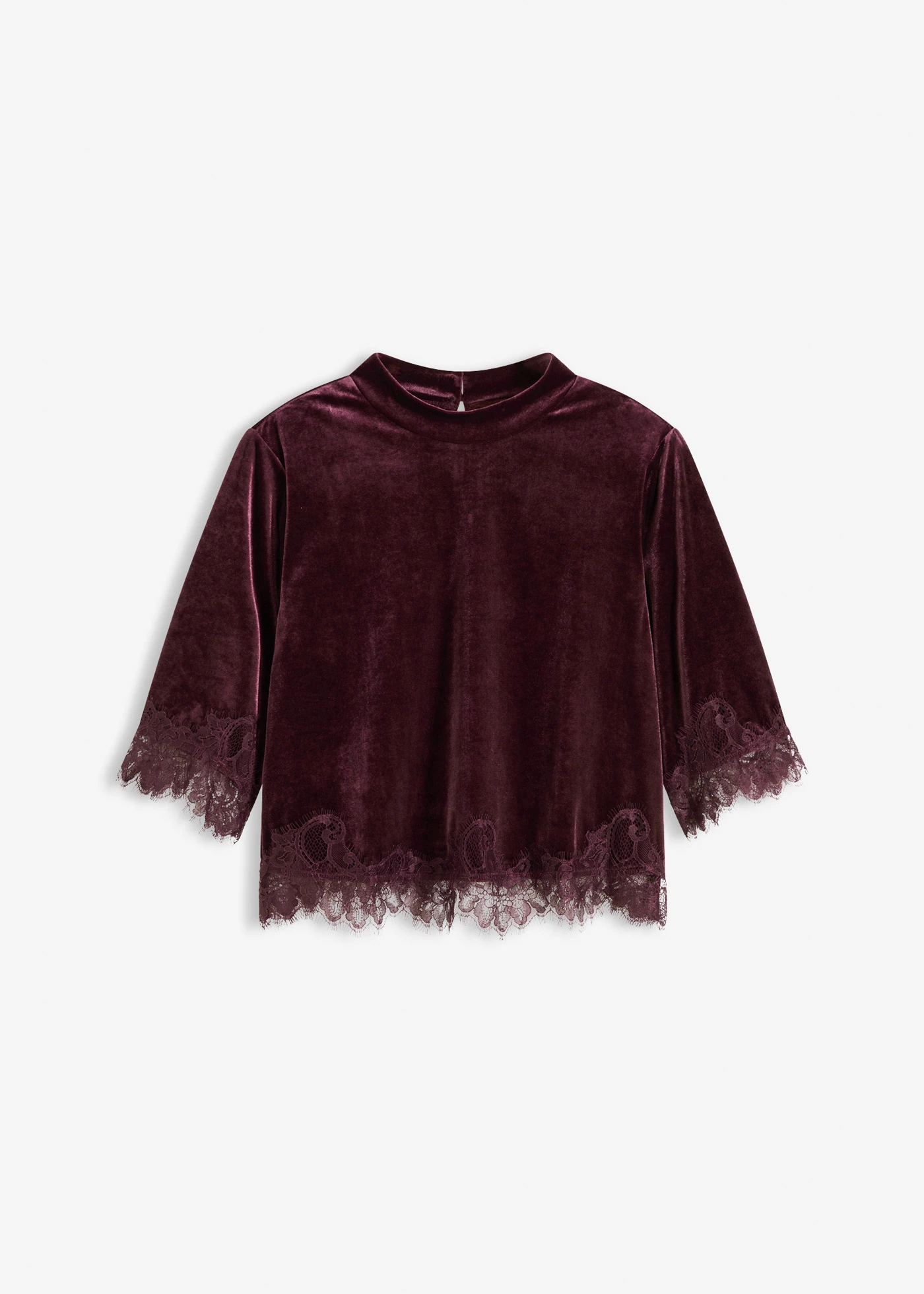 Bluză din catifea cu dantelă • roşu vineriu • magazin bonprix