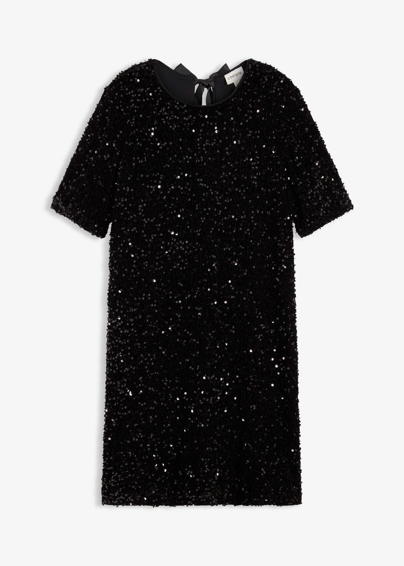 Robe courte à sequins • noir • Boutique bonprix