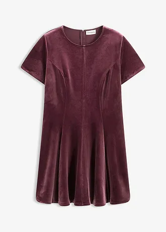 Robe courte en velours doux • bordeaux • Boutique bonprix