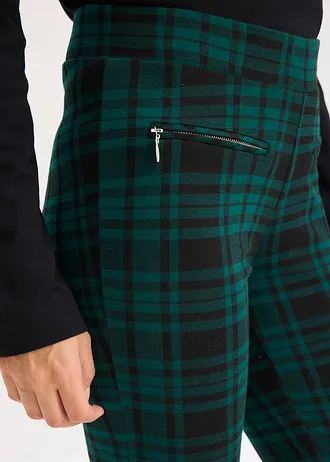 Žerzejové kalhoty • lesně zeleno-černá kostka • bonprix obchod