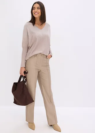 Pull en fine maille avec strass • grès • Boutique bonprix